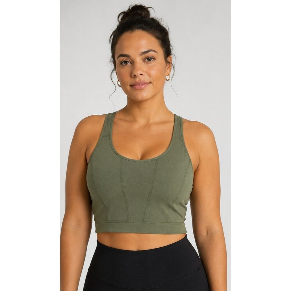 Nine West Active Longline Sports Bra Sage Olive Racerback Women's Large NWT